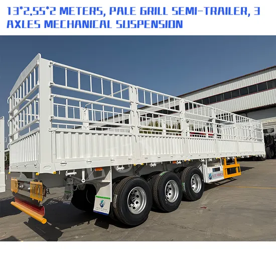 China Factory 3 Axles Side Wall Bulk Cargo Transport Drop Side Cimc Livestock Fence Sidewall Semi Truck Trailer
